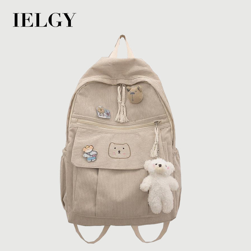 IELGY schoolbag female Korean Harajuku corduroy all-match backpack