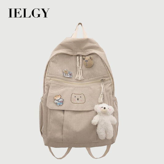 IELGY schoolbag female Korean Harajuku corduroy all-match backpack