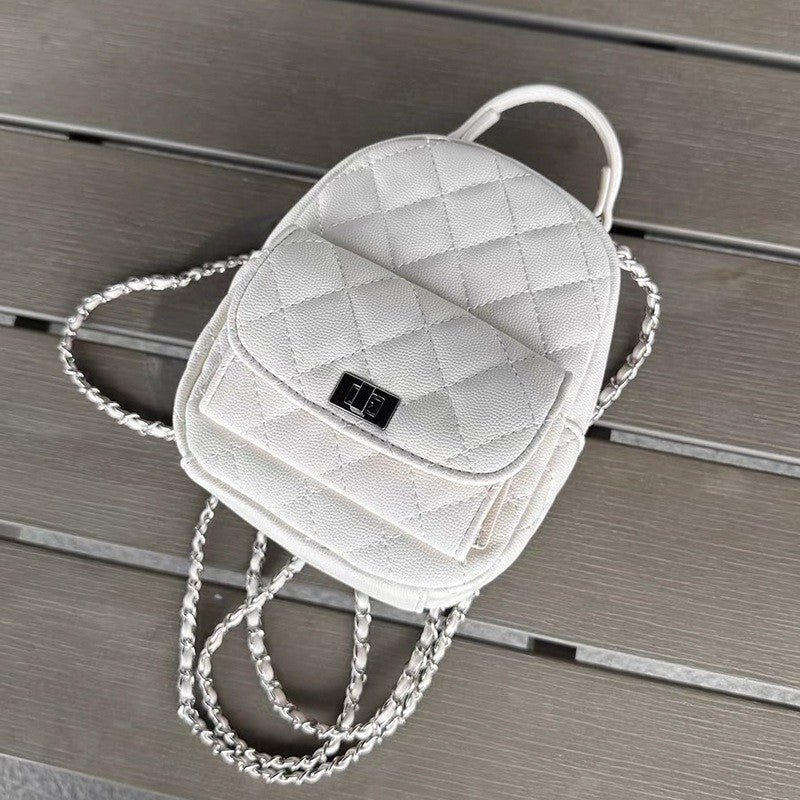 Ielgy High-End Feeling Niche Diamond Chain Backpack Fashionable All-Match Backpack Portable
