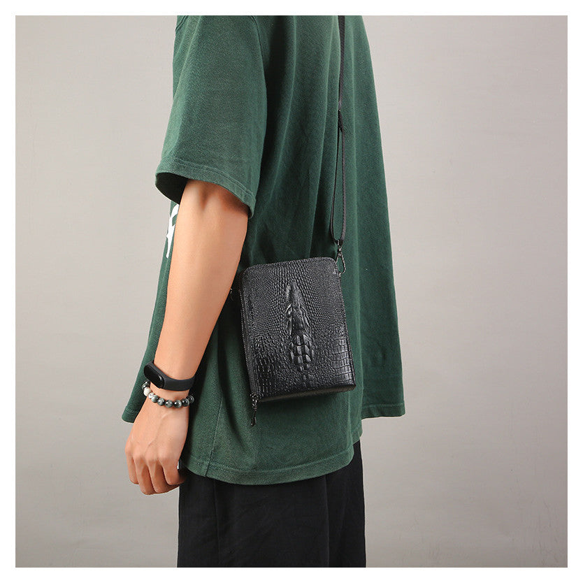 Ielgy Eryu Head Unique Men's Cross-body Crocodile Pattern One-shoulder Mobile Phone Bag