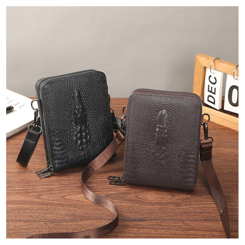 Ielgy Eryu Head Unique Men's Cross-body Crocodile Pattern One-shoulder Mobile Phone Bag