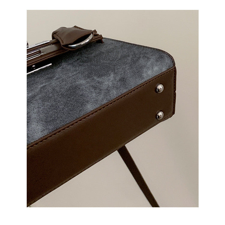 Ielgy Retro High-End Handbag Fashionable All-Match One-Shoulder Messenger Small Square Bag