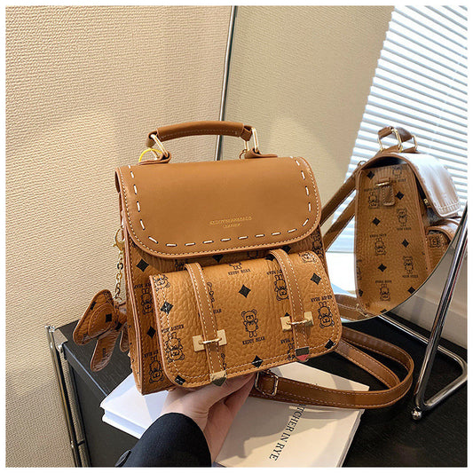 Ielgy Japanese Retro Fashion Backpack High-End Sense School Bag Texture Out Portable
