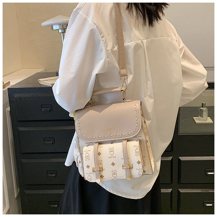 Ielgy Japanese Retro Fashion Backpack High-End Sense School Bag Texture Out Portable