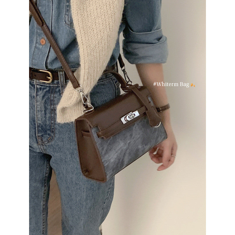 Ielgy Retro High-End Handbag Fashionable All-Match One-Shoulder Messenger Small Square Bag