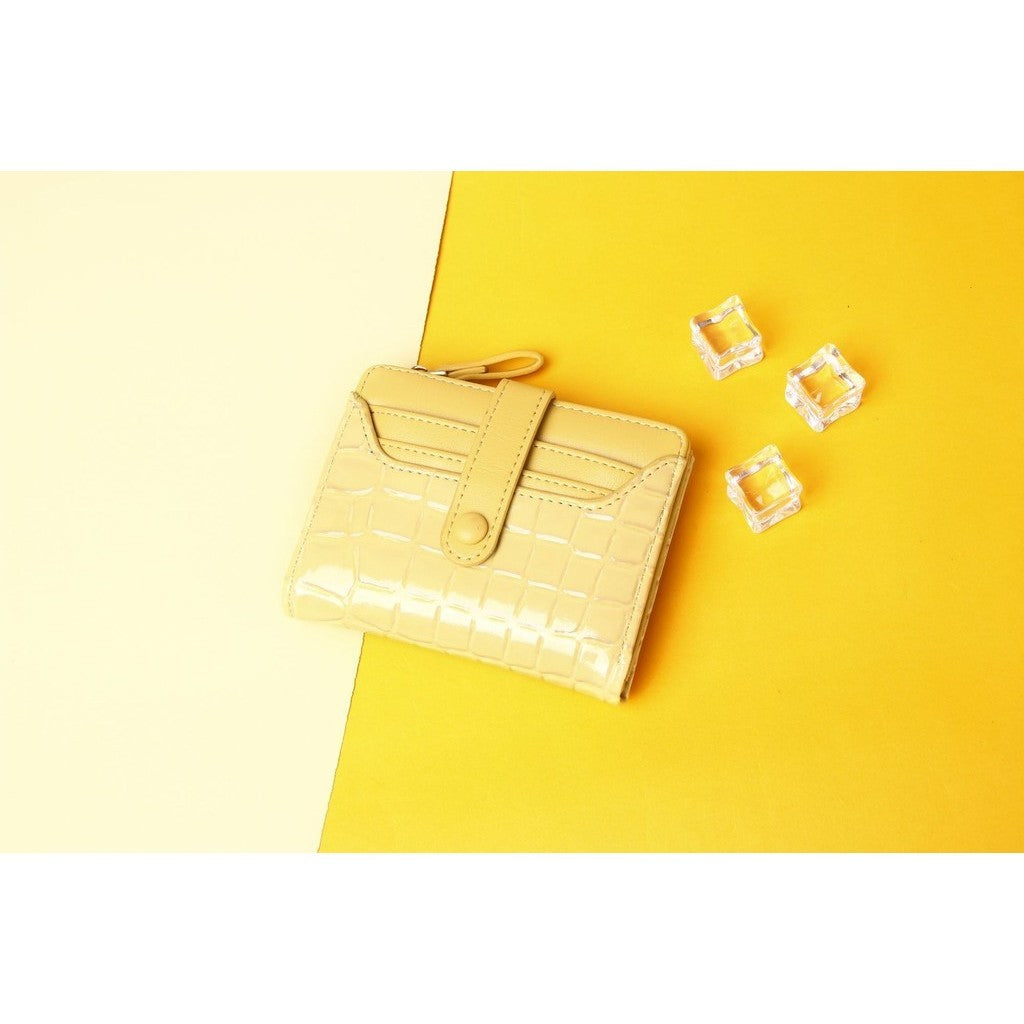 Ielgy Short Female Wallet High-End Multi-Card Slot Multi-Function Card Holder Solid Color Stone Pattern Coin Purse Wallet Bag