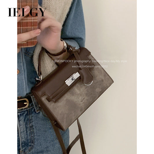 Ielgy Retro High-End Handbag Fashionable All-Match One-Shoulder Messenger Small Square Bag