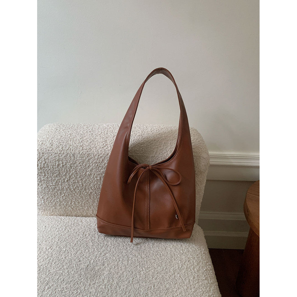 Ielgy Korean Version Niche Commuter Female Bag All-Match Casual Bow Large-Capacity One-Shoulder Armpit Tote Bag