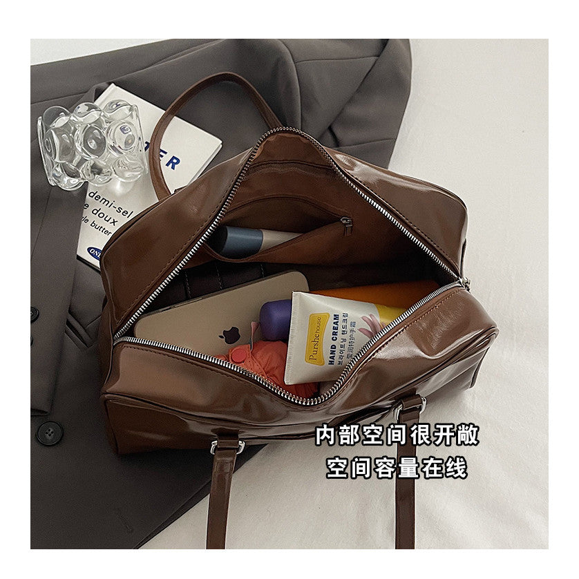 Ielgy Black Shoulder Bag Summer Texture Fashion Commuter Handbag