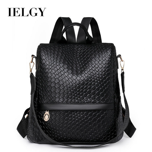 Ielgy Black Backpack Large Capacity Fashion Casual Commuter