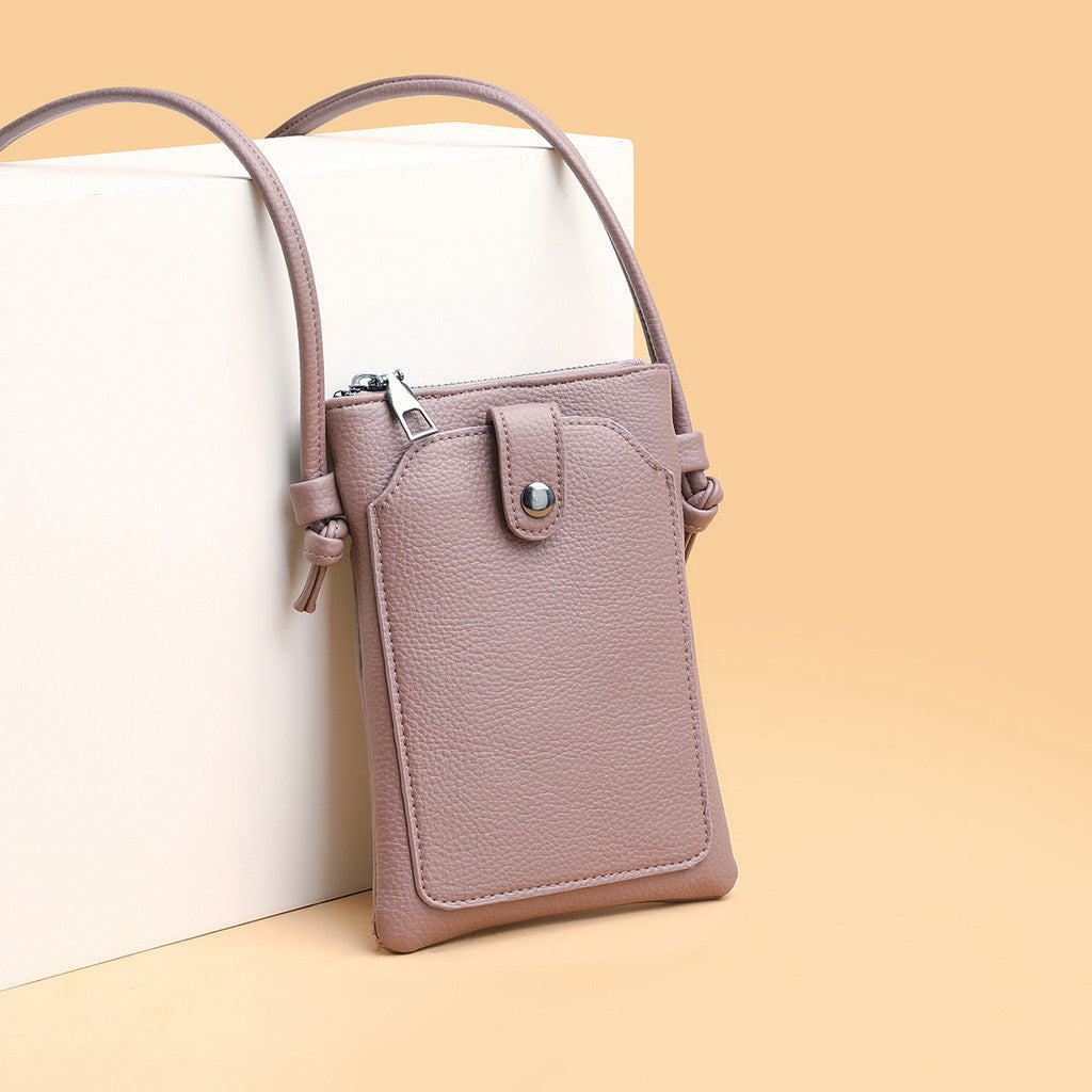 Ielgy Solid Color Simple Style Portable Mobile Phone Bag Fashion Trend Mini Small All-Match Diagonal Bag