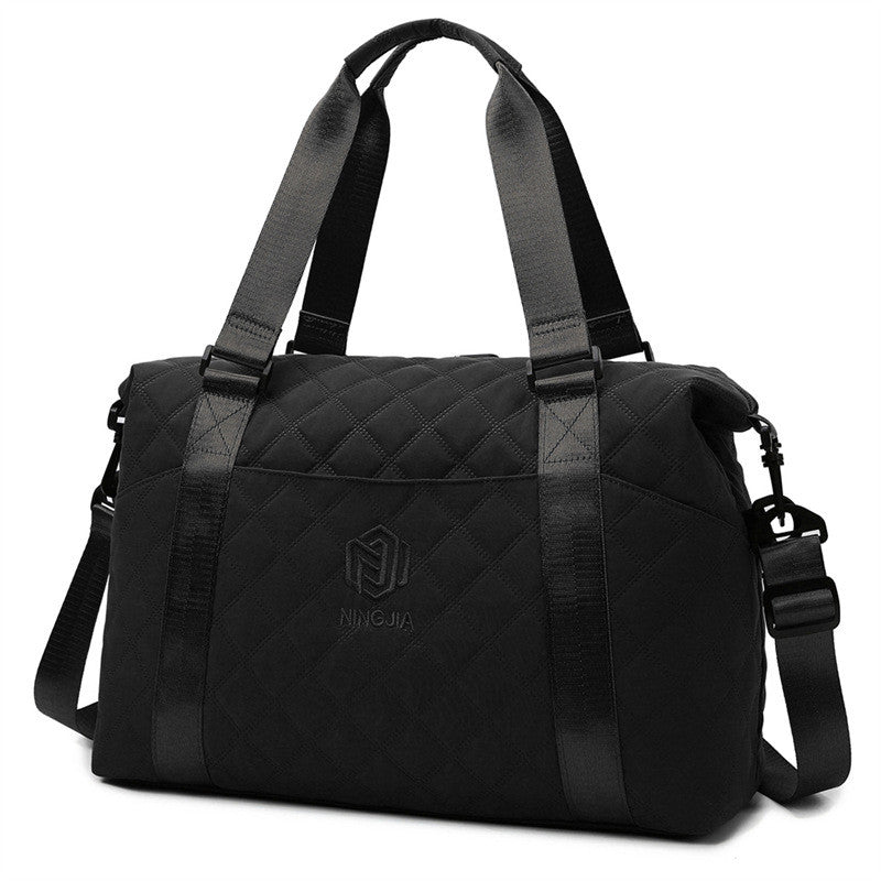 Ielgy Ladies Gym Bag Fashion Portable Travel Storage Bag Diamond Oxford Cloth Lightweight Dry Wet Separation Travel Duffel Bag
