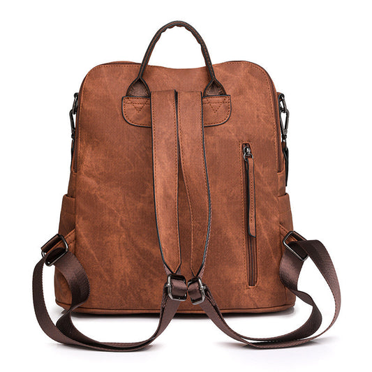 Ielgy Backpack PU Soft Leather All-Match Large-Capacity Dual-Use Ladies Backpack