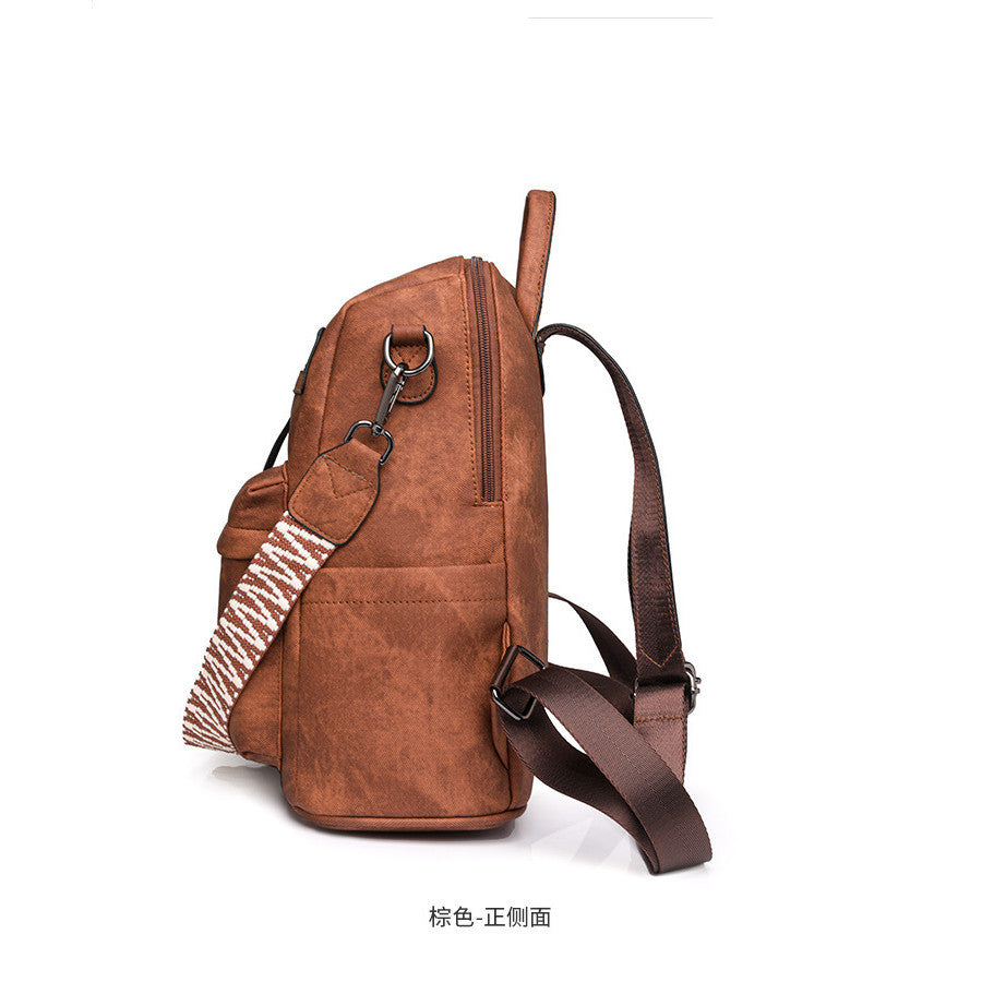Ielgy Backpack PU Soft Leather All-Match Large-Capacity Dual-Use Ladies Backpack