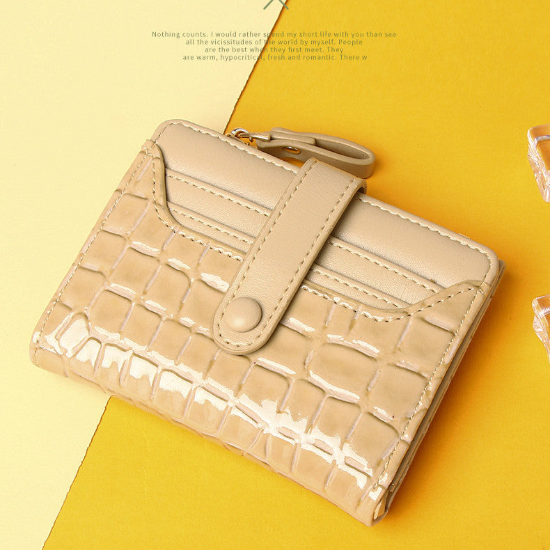 Ielgy Short Female Wallet High-End Multi-Card Slot Multi-Function Card Holder Solid Color Stone Pattern Coin Purse Wallet Bag