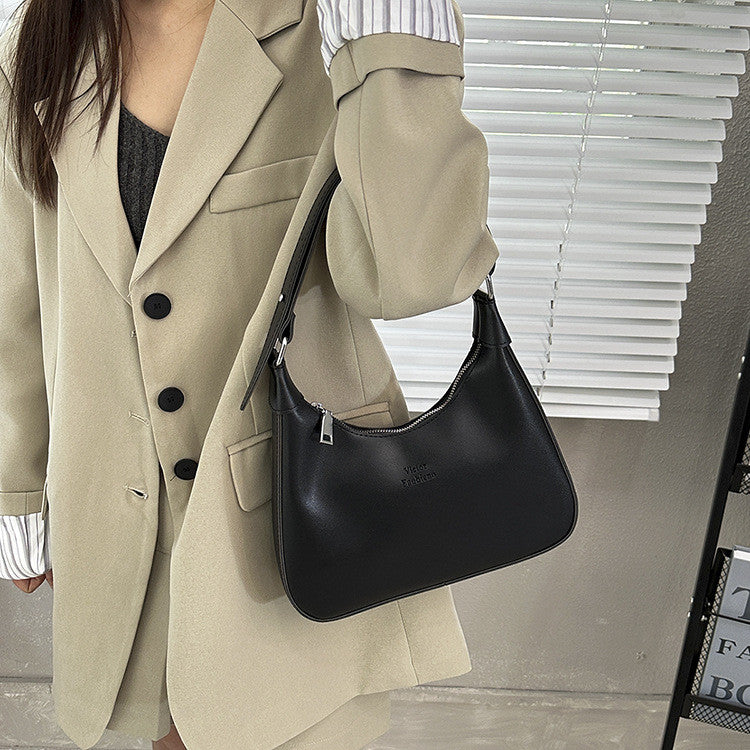 Ielgy Texture Underarm Female Bag Portable Retro One-Shoulder Niche Design Crescent Bag