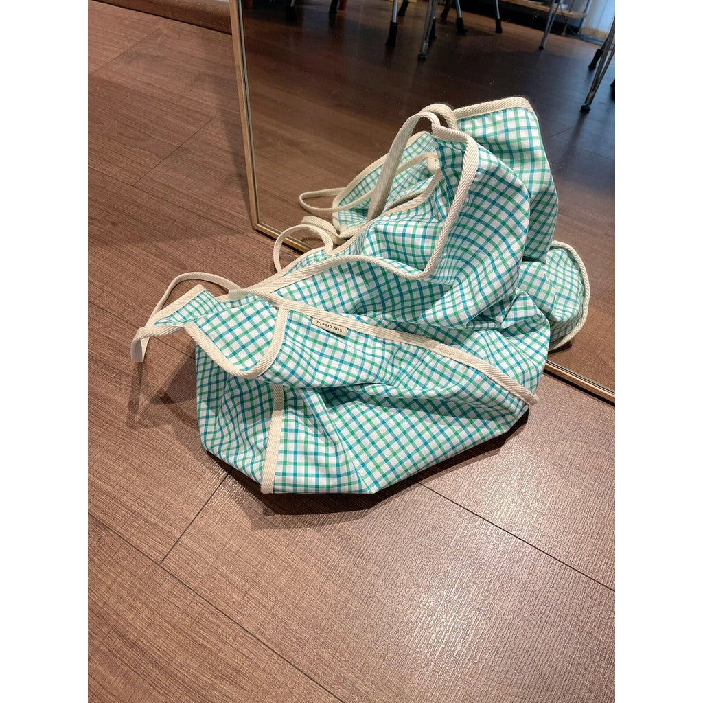 Ielgy Korean Version Large-Capacity Tote Bag Simple Plaid Commuter One-Shoulder Fashion All-Match B