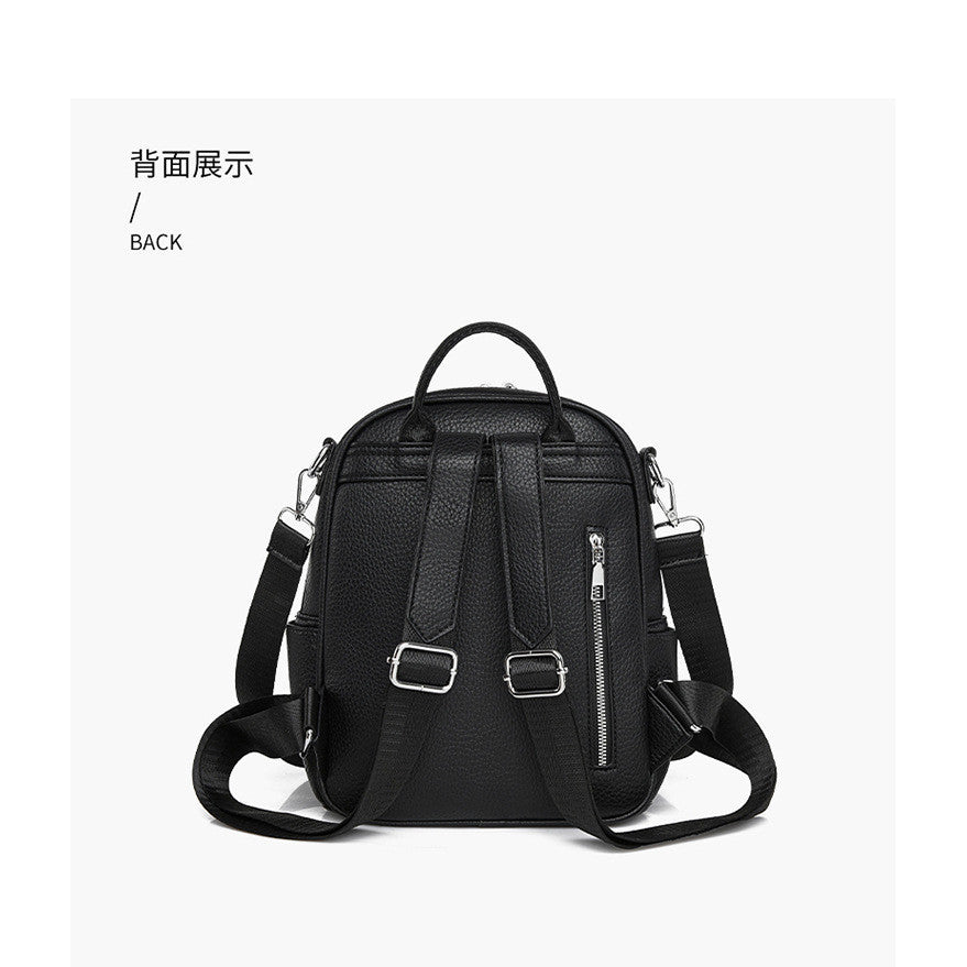 Ielgy Ladies Backpack Korean Version Soft Leather All-Match Simple Backpack Candy Color Cute Small Bag Travel Backpack