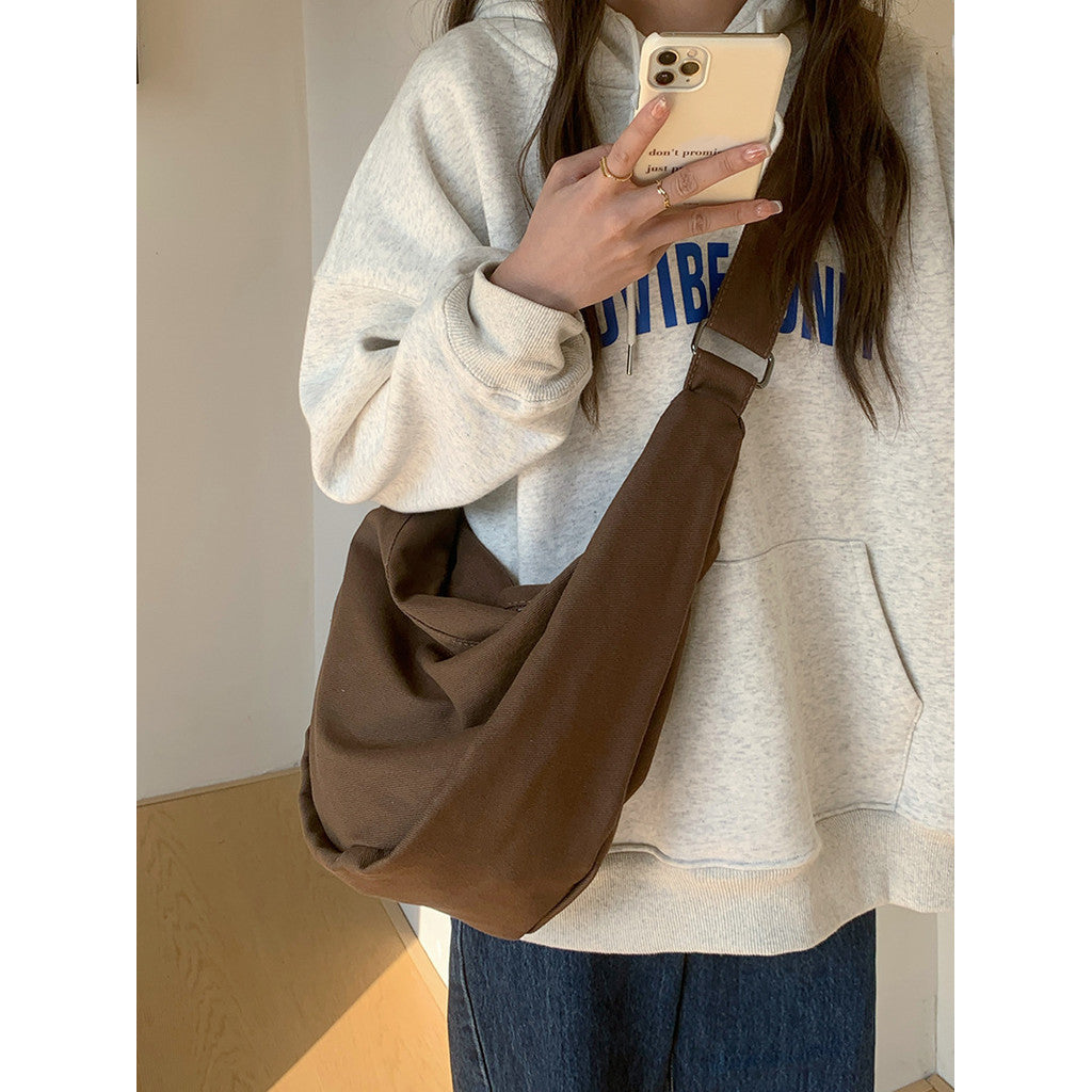 IELGY Commuter Large Capacity Lazy Style All-Match Canvas Diagonal Bag