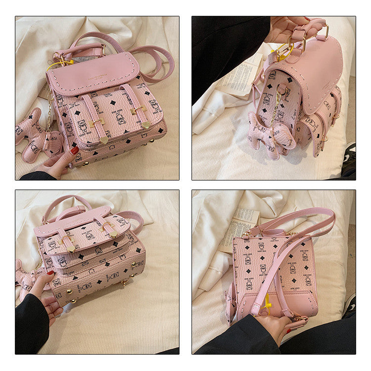 Ielgy Japanese Retro Fashion Backpack High-End Sense School Bag Texture Out Portable