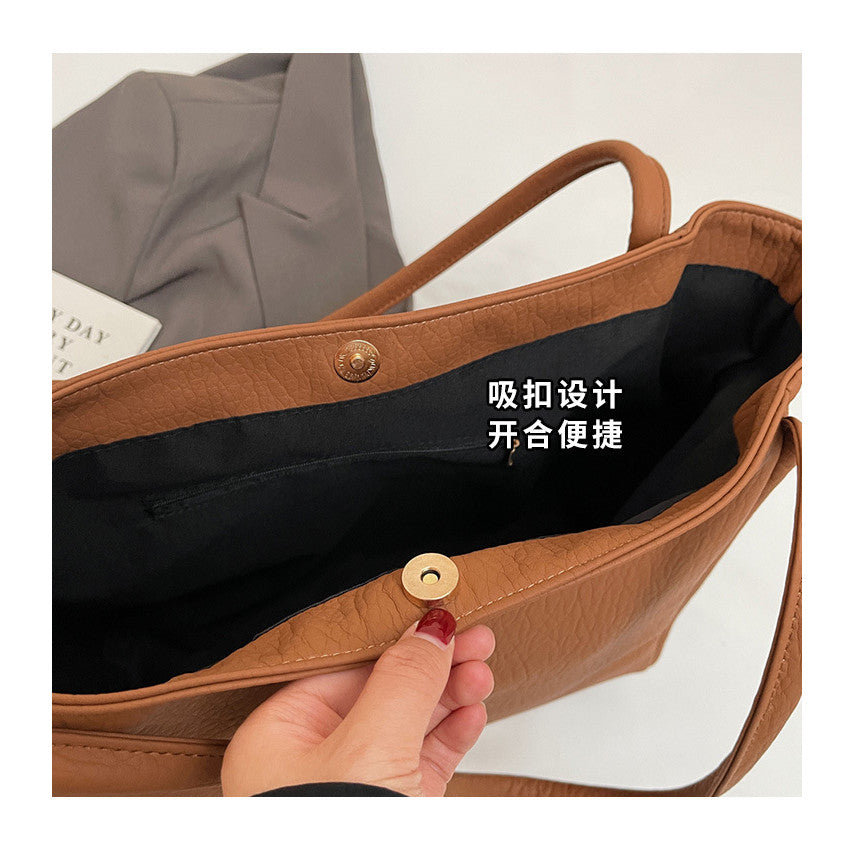 Ielgy Retro All-Match High-End Sense Shoulder Bag Large Capacity Fashion Class Commuter Tote Bag