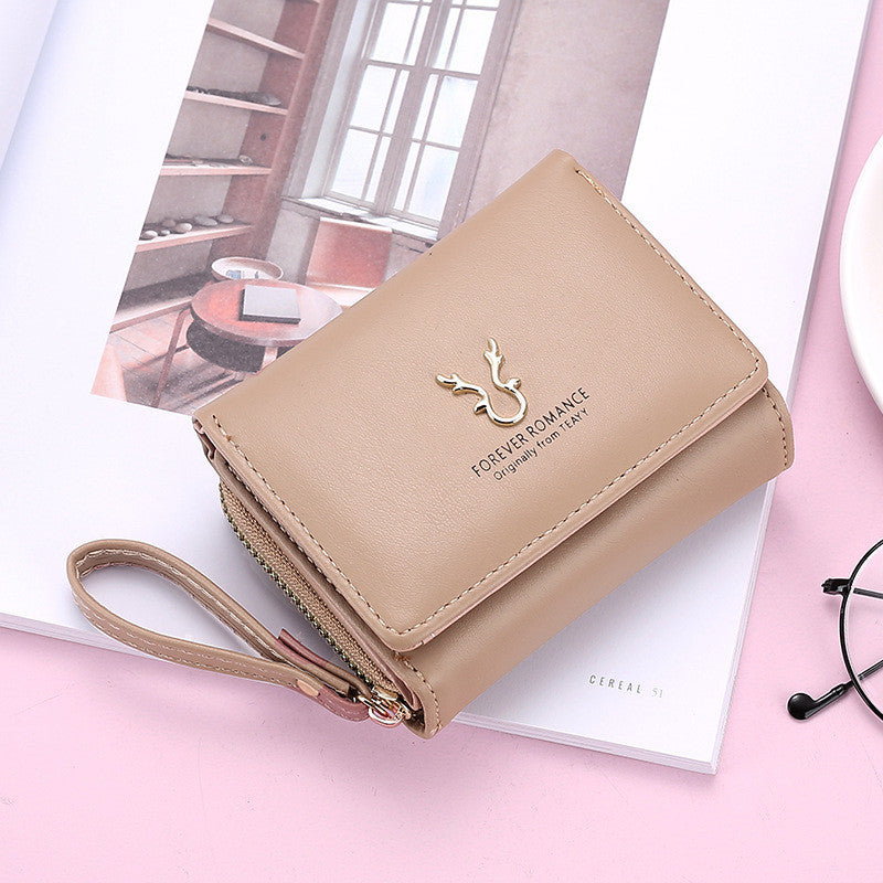 Ielgy Ladies Wallet PU Short Mini Zipper Female Wallet Cartoon 30% Off Buckle Card Holder