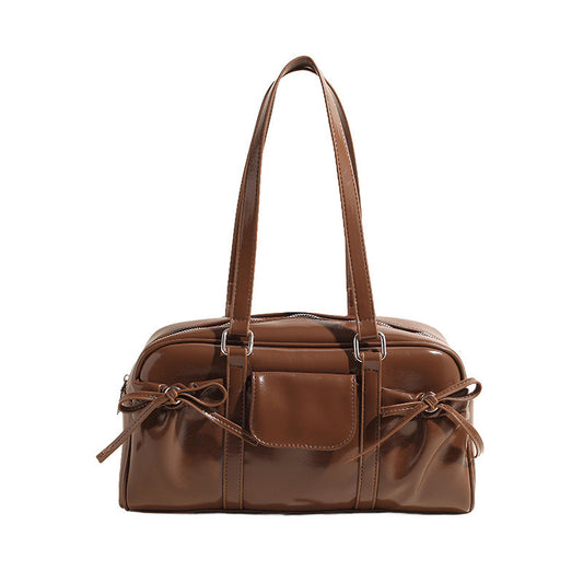 Ielgy Retro Portable Commuter Bag Niche Underarm Bag Simple Large-Capacity Shoulder Tote Bag