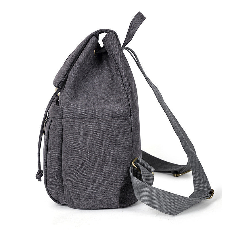 Ielgy Canvas Bag Korean Version Trendy Ladies Canvas Backpack Fashion Student School Bag Retro Backpack