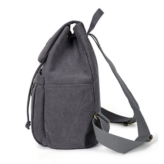 Ielgy Canvas Bag Korean Version Trendy Ladies Canvas Backpack Fashion Student School Bag Retro Backpack