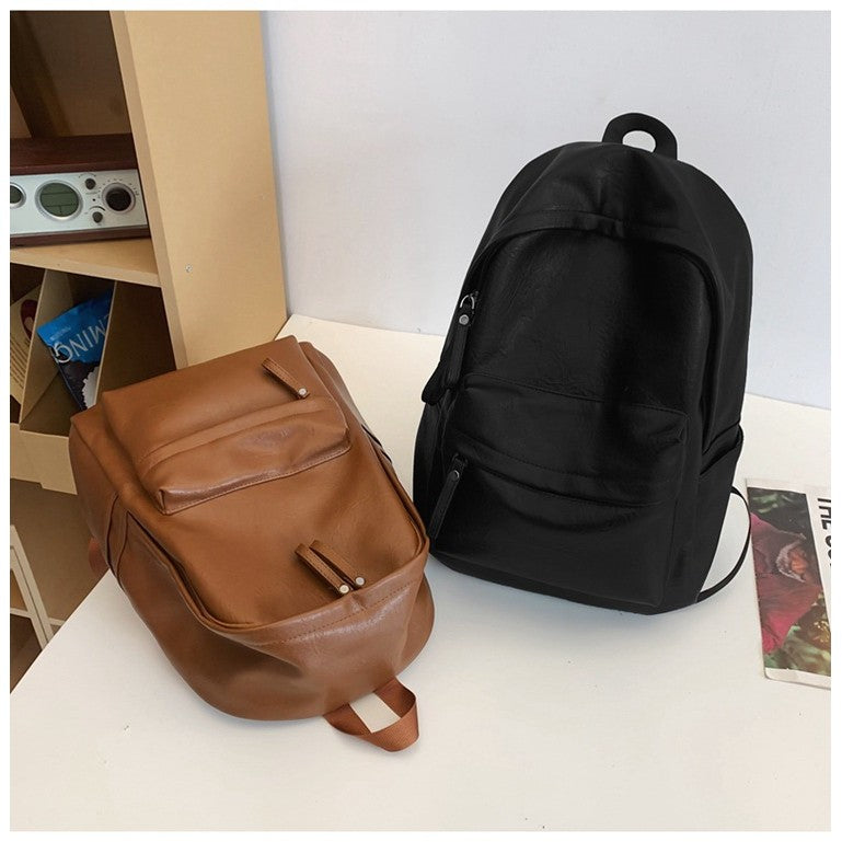 Ielgy pu Pure Color Simple Daily Commuter Backpack Large Capacity Backpack Travel Bag