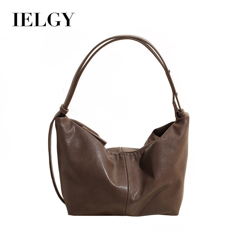 Ielgy Trendy Large-Capacity Korean Retro Fashion Dumpling Bag Casual One-Shoulder Diagonal Bag