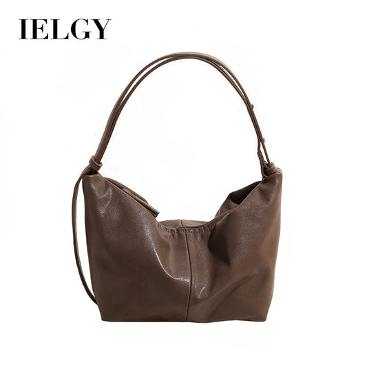 Ielgy Trendy Large-Capacity Korean Retro Fashion Dumpling Bag Casual One-Shoulder Diagonal Bag