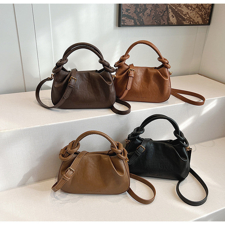 Ielgy Korean Style High-End All-Match Dumpling Bag Autumn Winter Pleated Cross-Body Handbag