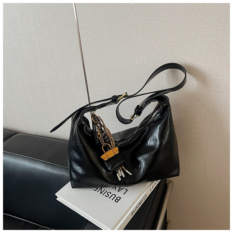 Ielgy Retro Soft Surface Large-Capacity Autumn Winter All-Match Messenger Bag Fashion One-Shoulder Commuter Bag