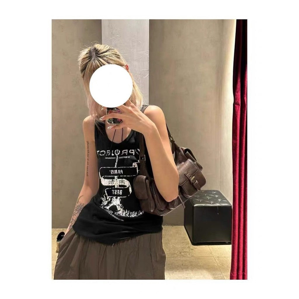 Ielgy American Retro Motorcycle Style One-Shoulder Underarm Bag Niche Design Sweet Cool Portable Messenger