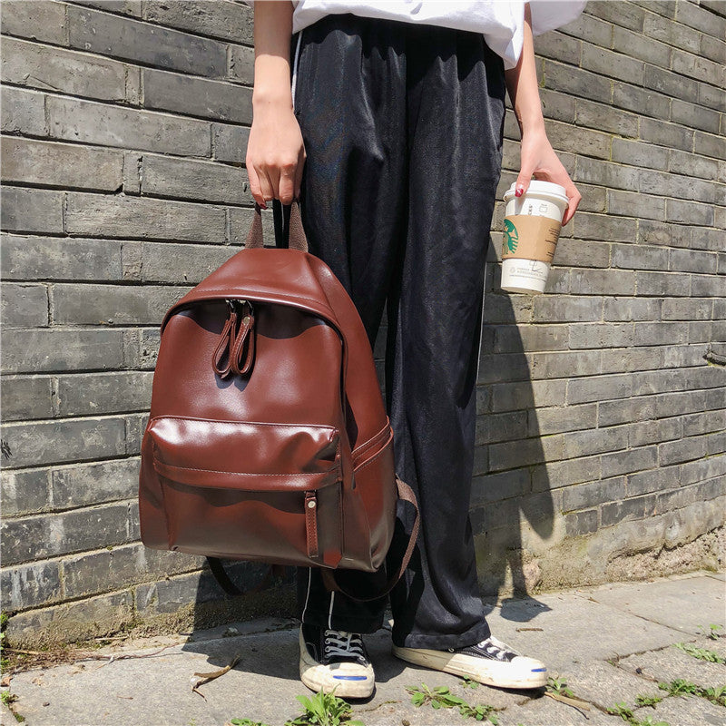 Ielgy Backpack Korean Version pu Preppy Style Casual Backpack