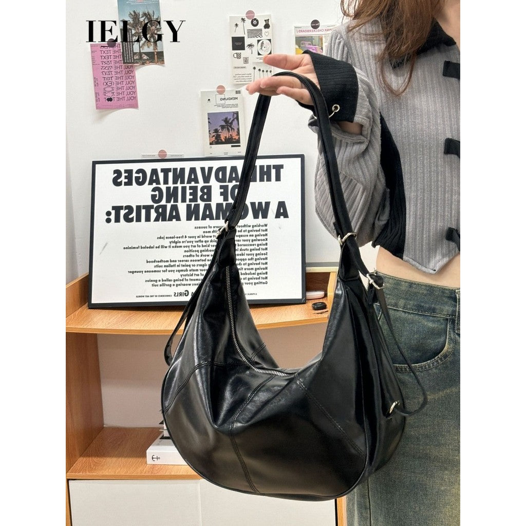 Ielgy Retro Dumpling Bag Large Capacity Fashion Commuter Tote Bag Niche High-End Messenger Bag