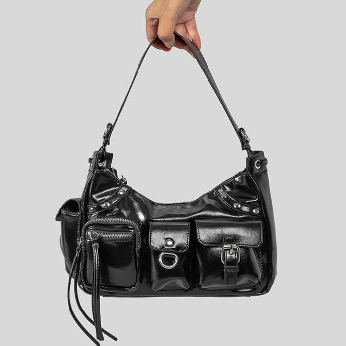 Ielgy Large-Capacity Multi-Pocket Motorcycle Bag One-Shoulder Messenger Hot Girl