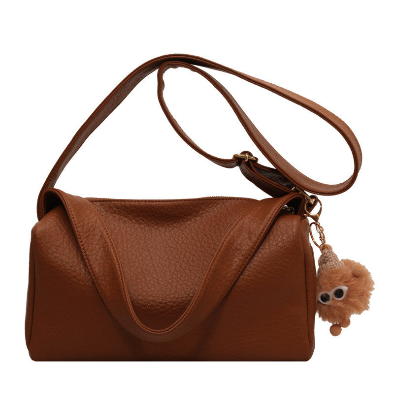 Ielgy Retro Lychee Pattern Soft Leather Pillow Bag Simple Niche One-Shoulder Diagonal Casual Bag