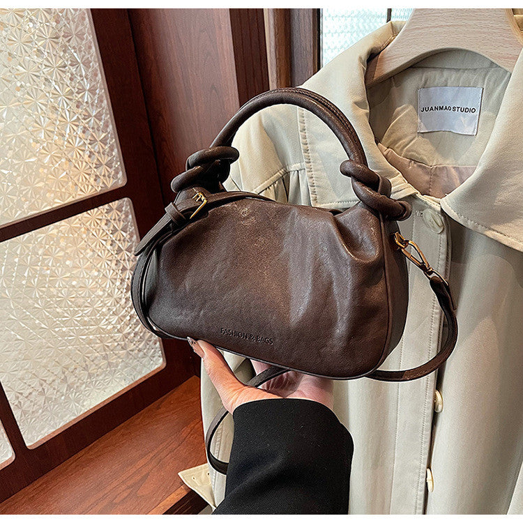 Ielgy Korean Style High-End All-Match Dumpling Bag Autumn Winter Pleated Cross-Body Handbag