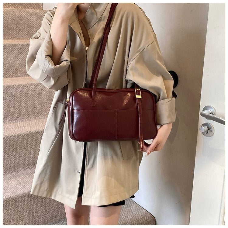 Ielgy Hand-Carry Retro Fashion Tote Bag Trendy Large-Capacity One-Shoulder High-End Un