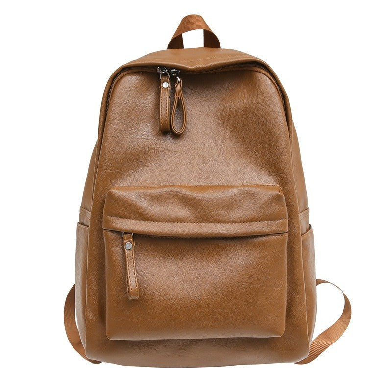Ielgy pu Pure Color Simple Daily Commuter Backpack Large Capacity Backpack Travel Bag