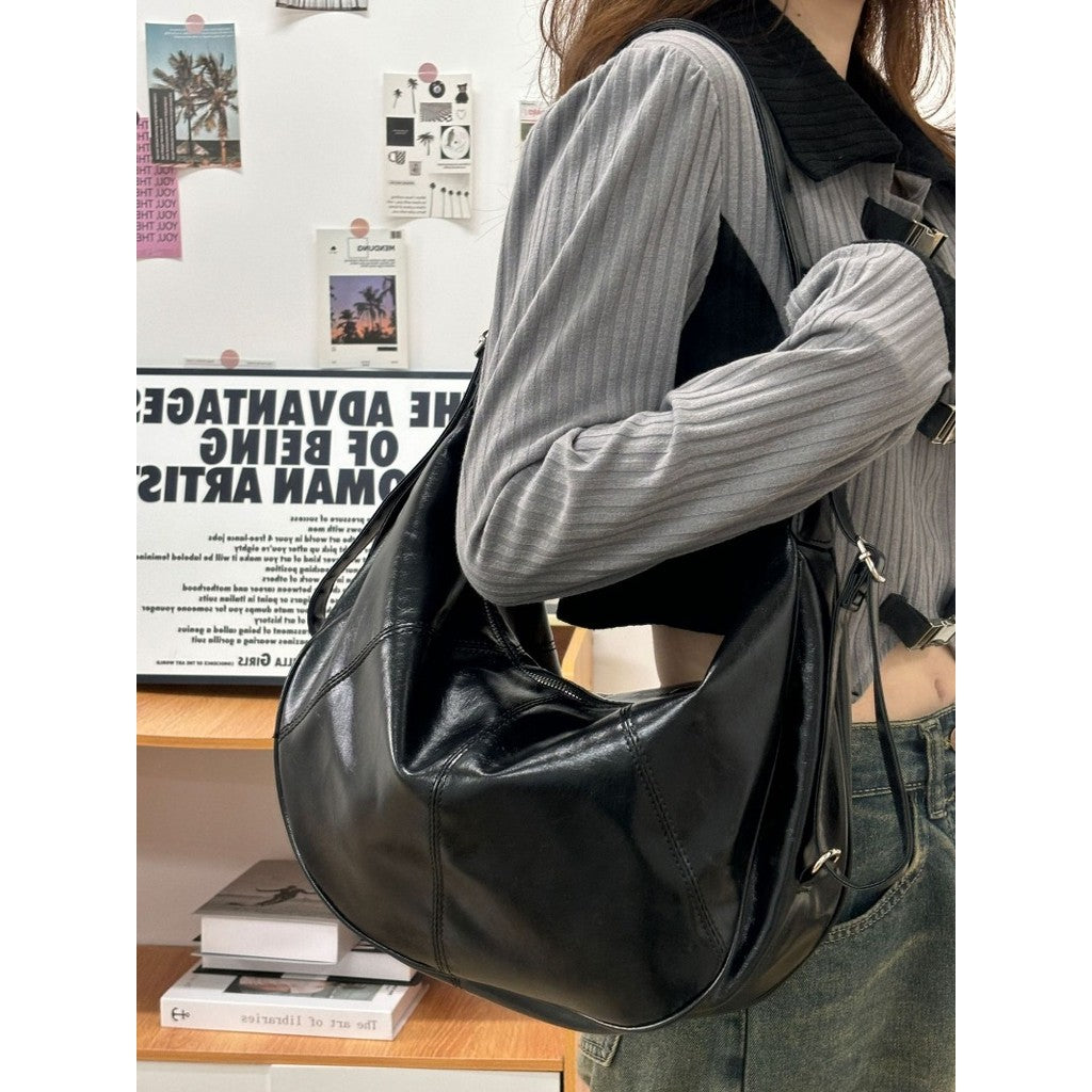 Ielgy Retro Dumpling Bag Large Capacity Fashion Commuter Tote Bag Niche High-End Messenger Bag