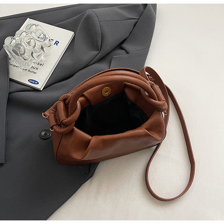 Ielgy Korean Style High-End All-Match Dumpling Bag Autumn Winter Pleated Cross-Body Handbag