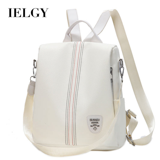 Ielgy Anti-theft Backpack Soft Leather Backpack Lightweight Commuter School Bag Large Capacity Travel Bag