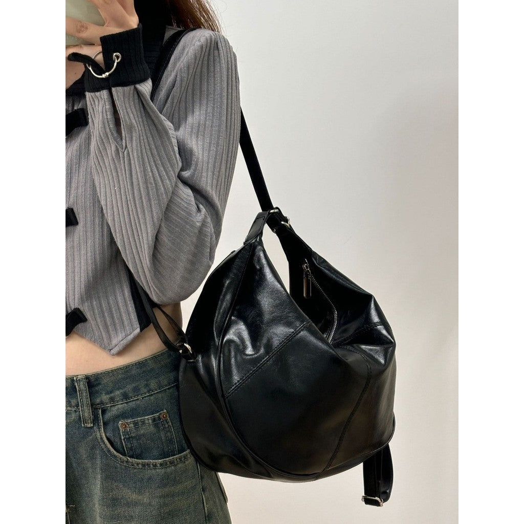 Ielgy Retro Dumpling Bag Large Capacity Fashion Commuter Tote Bag Niche High-End Messenger Bag