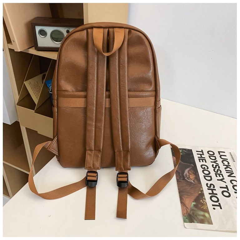 Ielgy pu Pure Color Simple Daily Commuter Backpack Large Capacity Backpack Travel Bag