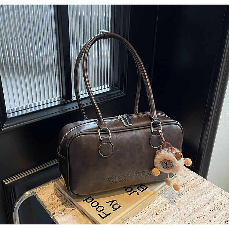 Ielgy Work Commuter Bag Large Capacity Retro One-Shoulder Portable Casual Pillow Bag