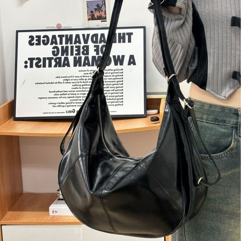 Ielgy Retro Dumpling Bag Large Capacity Fashion Commuter Tote Bag Niche High-End Messenger Bag