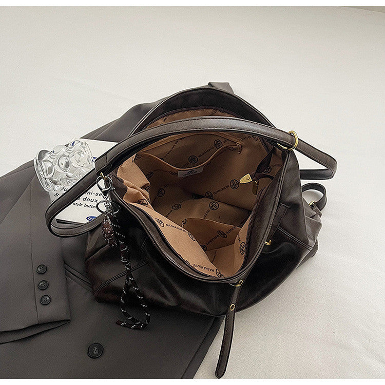 Ielgy Tote Bag Commuter Backpack Retro Fashion Large-Capacity One-Shoulder Female Bag